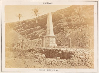Pazifikstation auf der HMS Triumph - Platte 14, Cook-Denkmal, Hawaii von Frederick George Denham Bedford