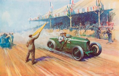 Sir Henry Segrave erzielt den ersten britischen Sieg in einem Grand Prix mit dem 2-Liter-Sunbeam auf dem Tours-Kurs (Farblitho) von Frederick Gordon (after) Crosby