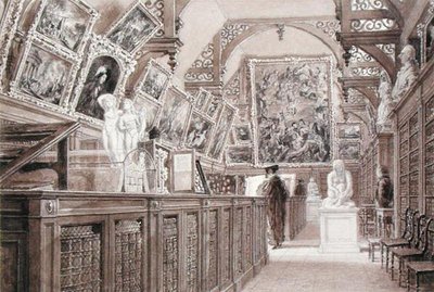 Innenraum der alten Perse-Schule, mit einer Auswahl aus Lord Fitzwilliams Vermächtnis von Frederick Mackenzie
