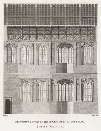 Erhebung eines Teils des Inneren von Crosby Hall von Frederick Nash