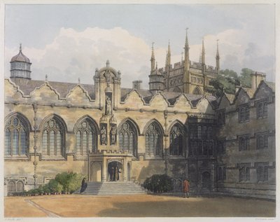 Außenansicht des Oriel College, Illustration aus der 