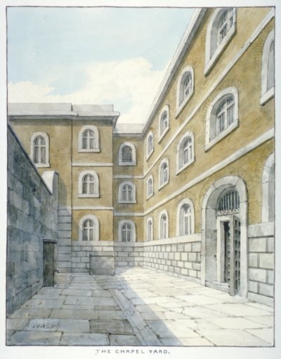 Der Kirchhof in Newgate-Gefängnis, Old Bailey, City of London, 1840 von Frederick Nash