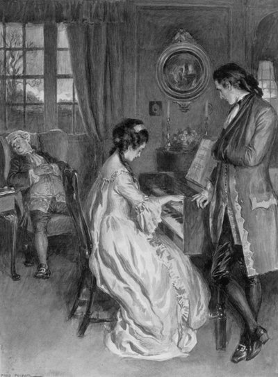 Eine Szene aus Henry Fieldings Tom Jones (Lithografie) von Frederick Pegram