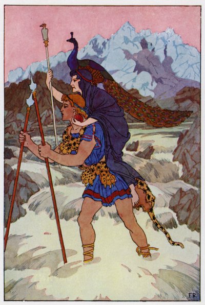 Jason hob die alte Frau vom Boden und trat mutig in die tobende und schäumende Strömung von Frederick Richardson