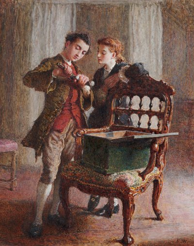 Eine Salon-Szene mit einem imposanten offenen Sessel von Frederick Walker