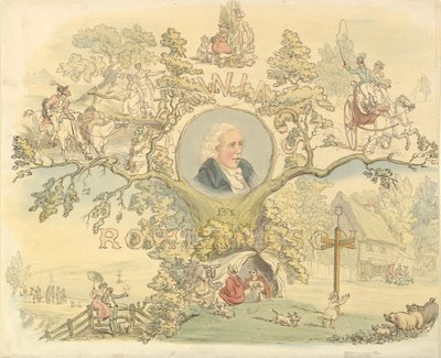Entwurf für eine Titelseite im Stil von Rowlandson, 1858-1914 von Frederick William Pailthorpe