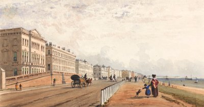 Brighton: die Front und die Kettenbrücke in der Ferne von Frederick William Woledge