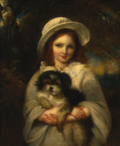 Porträt eines Mädchens mit einem Hund von Frederick Yeates Hurlstone