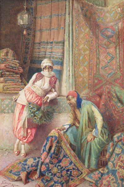 Handeln mit dem Teppichverkäufer, c.1875 von Frederico Ballesio