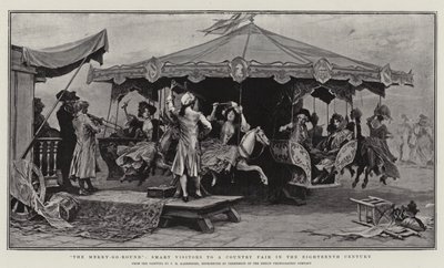 Das Karussell, schicke Besucher auf einem Jahrmarkt im achtzehnten Jahrhundert von Frederik Hendrik Kaemmerer