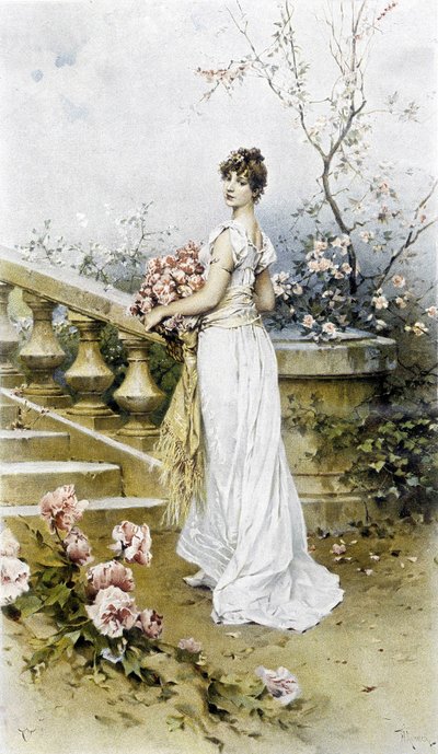 Frau - Allegorie des Frühsommers, Kalender illustriert von Hubert Dys, gemalt von F.H. Kaemmerer von Frederik Hendrik Kaemmerer