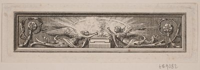 Ornament mit Altar und zwei Engeln von Frederik Ludvig  Bradt