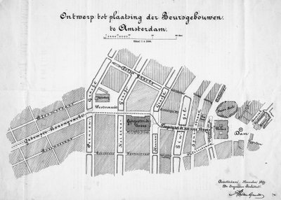 Entwurf für eine Warenbörse, Amsterdam, Situation. November 1879 von Frederik Willem van Gendt