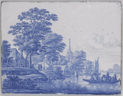 Rechteckige Plakette mit Flusslandschaft von Frederik van Frytom (attributed to)