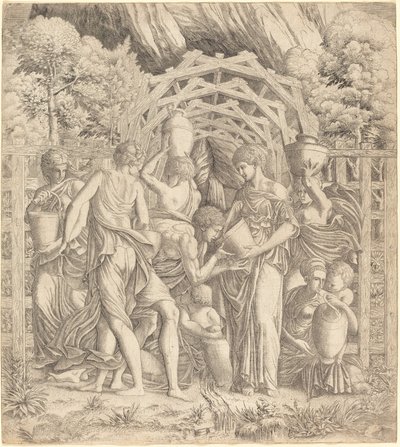 Junger Mann trinkt Wasser (Rebecca und Eliezer?) von French 16th Century after Francesco Primaticcio