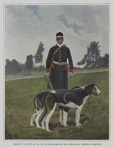 Hund und Jäger in der Livree der Jagd von Vicomte Gaetan de Chezelles, Frankreich von French Photographer