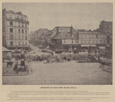 La Commune de Paris, Barrikade am Boulevard de Belleville (s/w Foto) von French Photographer