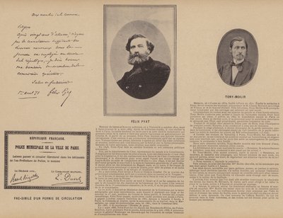 La Commune de Paris, Faksimile eines Passierscheins, Felix Pyat, Tony-Moilin (s/w Foto) von French Photographer