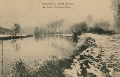 Longpre-les-Corps-Saints - die Ufer der Somme im Winter. Postkarte gesendet im Jahr 1913 von French Photographer