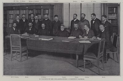 Louis Pasteur und seine Mitarbeiter bei der Arbeit an einem Impfstoff gegen Krupp am Institut Pasteur in Paris von French Photographer