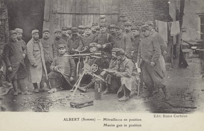 Maxim-Maschinegewehr in Stellung, Albert, Somme, Erster Weltkrieg von French Photographer
