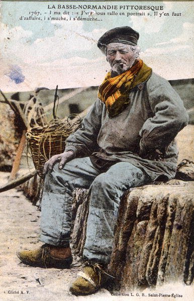 Postkarte aus der Normandie, die einen alten Seebären darstellt, ca. 1914 von French Photographer