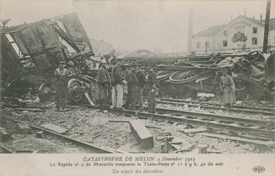 Zugunglück in Melun, Frankreich, 4. November 1913. Blick auf die Trümmer von French Photographer