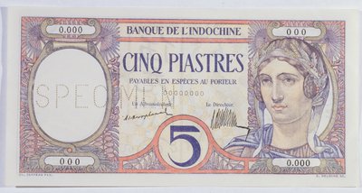 5-Piastre-Banknote, von der Indochina-Bank von French School