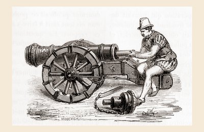 Eine deutsche Hinterladerkanone aus dem 16. Jahrhundert, aus Les Merveilles de la Science, veröffentlicht um 1870 (Stich) von French School