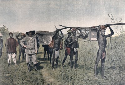 Ein Konvoi auf der Marchand-Mission im Jahr 1898, aus Le Petit Journal, 1899 von French School