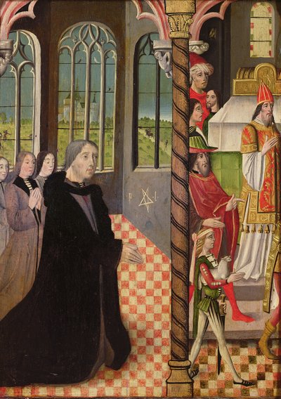 Ein Stifter mit seinen drei Töchtern und das Opfer von Joachim, 1485-95 von French School