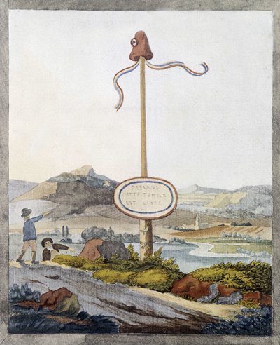 Eine französische Grenze zur Zeit der Revolution von 1789: „Passagiere, dieses Land ist frei“ von French School