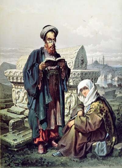 Ein jüdisches Paar auf einem Friedhof in Konstantinopel, 1857 von French School
