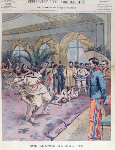 Eine Jiu-Jitsu-Sitzung in Frankreich, Illustration aus Le Petit Parisien, 1905 von French School