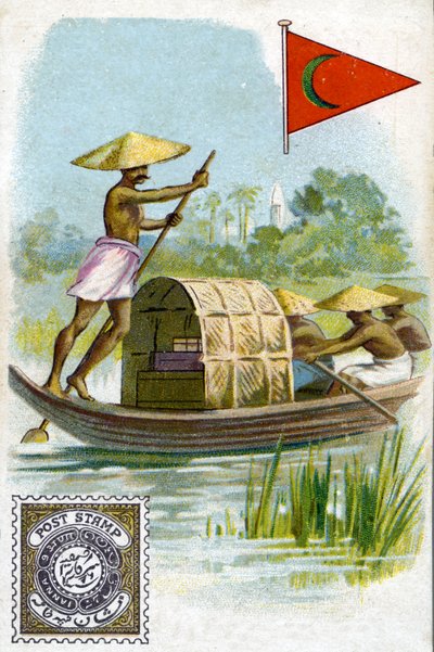 Ein Postbote auf dem Dekkan-Plateau in Indien, späte 19. Jahrhundert von French School