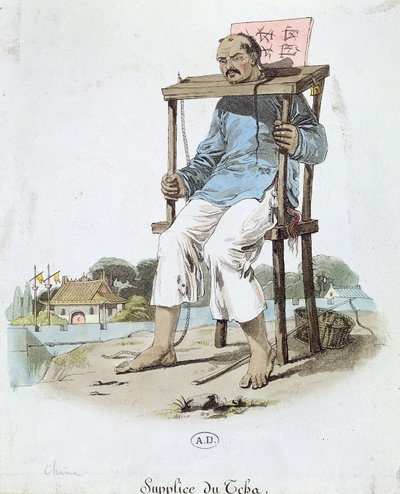 Ein Gefangener im Cangue in China, ca. 1800 von French School