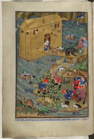 Der Auszug aus der Arche, aus dem Stundenbuch (Die Bedford-Stunden) ca. 1410-30 von French School