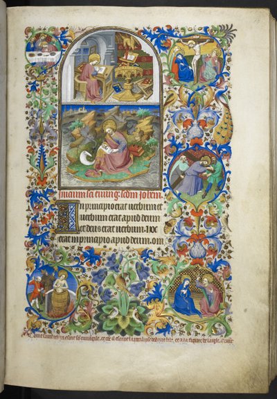 Evangeliumsauszüge einschließlich Auszügen aus Johannes, Lukas, Matthäus und Markus, aus dem Stundenbuch (The Bedford Hours) (ca. 1410-30) von French School