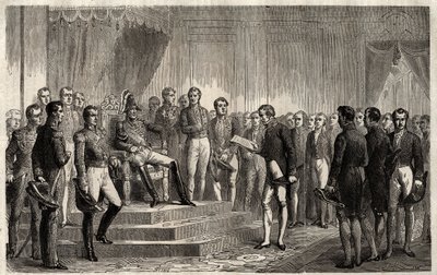Adresse der 221 - Liberaler Staatsmann Roy-Collard präsentiert die Adresse der 221 - Pierre Paul Royer-Collard liest König Charles X. die Adresse der 221 vor, um gegen die Herrschaft von 1830 zu protestieren - Pierre Paul Royer Collard (1763-1845) von French School