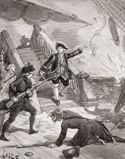 Admiral Suffren im Indischen Ozean während seines Feldzugs gegen die Engländer im 18. Jahrhundert, aus 