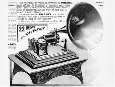 Werbung für den Phonographen, ca. 1905 von French School
