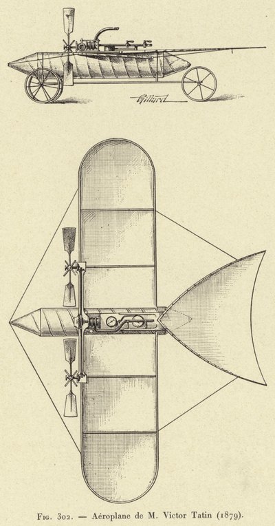 Flugzeug von M Victor Tatin (1879) von French School
