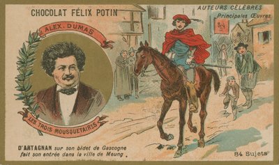 Alexandre Dumas und eine Szene aus Die drei Musketiere von French School