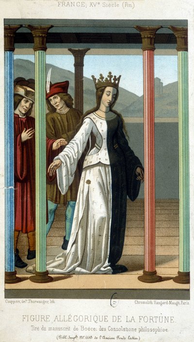 Allegorische Figur des Glücks - aus dem Manuskript von Boethius „Philosophische Trostschriften“, Ende 15. Jahrhundert von French School