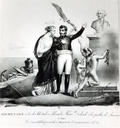 Allegorisches Porträt von General Simon Bolivar (1783-1830) ca. 1840 von French School