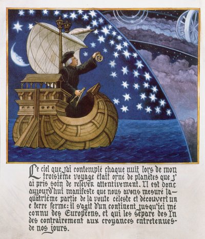 Amerigo Vespucci navigiert nach den Sternen auf seiner 3. Reise von French School