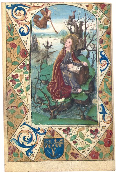 Ein Engel erscheint Maria Magdalena in der Wildnis, Illustration aus dem Stundenbuch, Gebrauch von Rom von French School