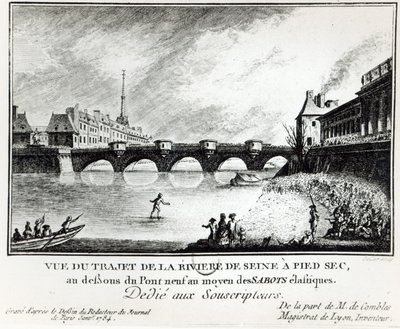 Ein Versuch, die Seine zu überqueren, 1784 von French School