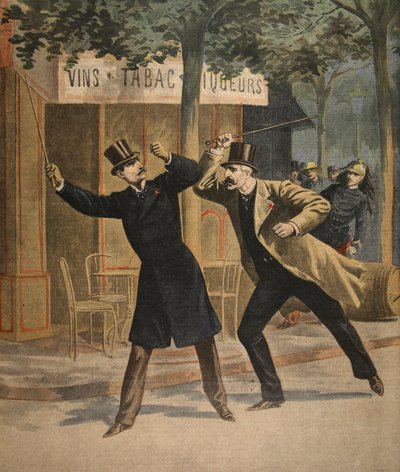 Ein Vorfall zwischen Esterhazy und Picquart, Illustration aus Le Petit Journal: Supplement illustre, 17. Juli 1898 von French School