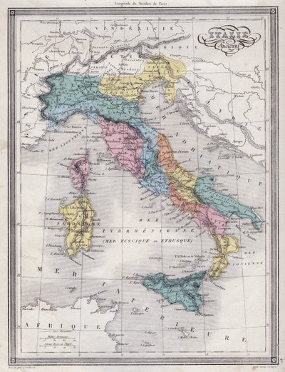 Antikes Italien - Tafel aus „Universal Atlas of Ancient and Modern Geography for Residential Schools“ von Vuillemin - ca. 1845 von French School